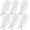 Luxrite A19 LED Light Bulbs 9W (60W Equivalent) 800LM 4000K Cool White Dimmable GU24 Base 6-Pack LR21462-6PK